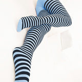 Black Striped Tights 70 Denier - Baby Blue