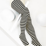 Black Striped Tights 70 Denier - Ivory