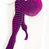 Black Striped Tights 70 Denier - Fuchsia