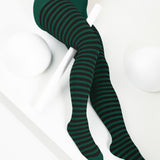 Black Striped Tights 70 Denier - Hunter Green