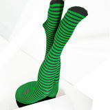 Black Striped Tights 70 Denier - Kelly Green