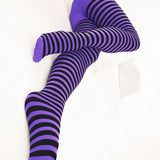 Black Striped Tights 70 Denier - Lavender