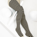 Black Striped Tights 70 Denier - Light Tan