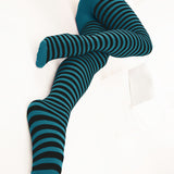 Black Striped Tights 70 Denier - Teal
