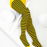 Black Striped Tights 70 Denier - Yellow