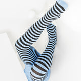 Kids Black Striped Tights 70 Denier