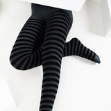 Kids Black Striped Tights 70 Denier