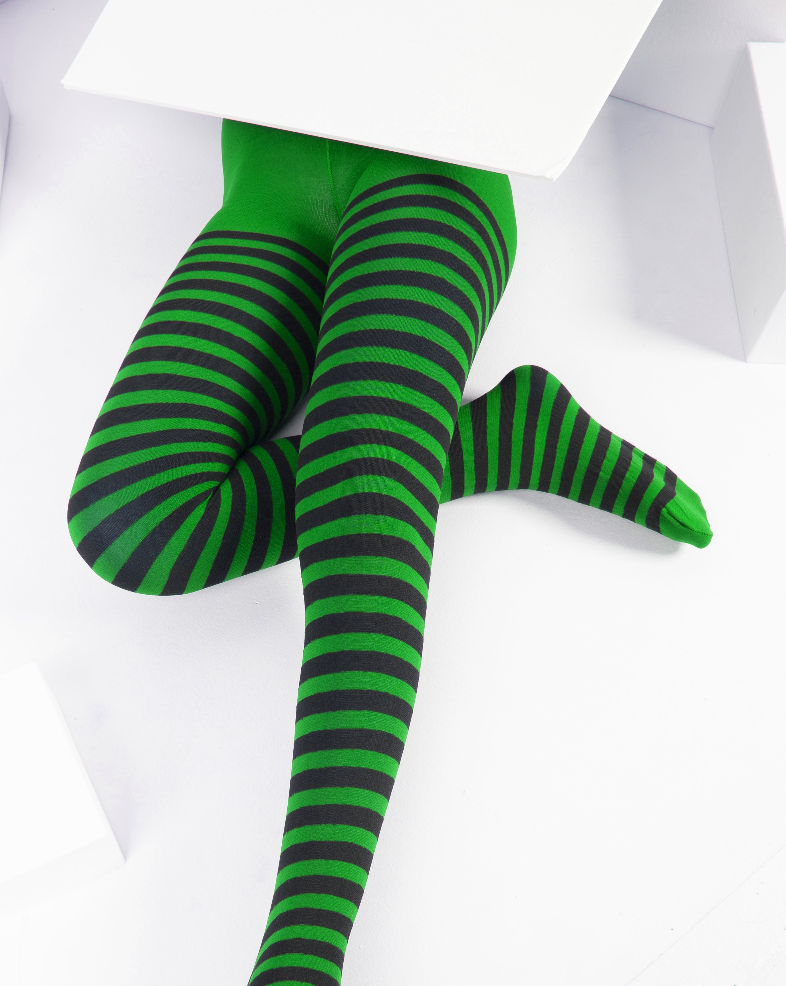 Kids Black Striped Tights 70 Denier
