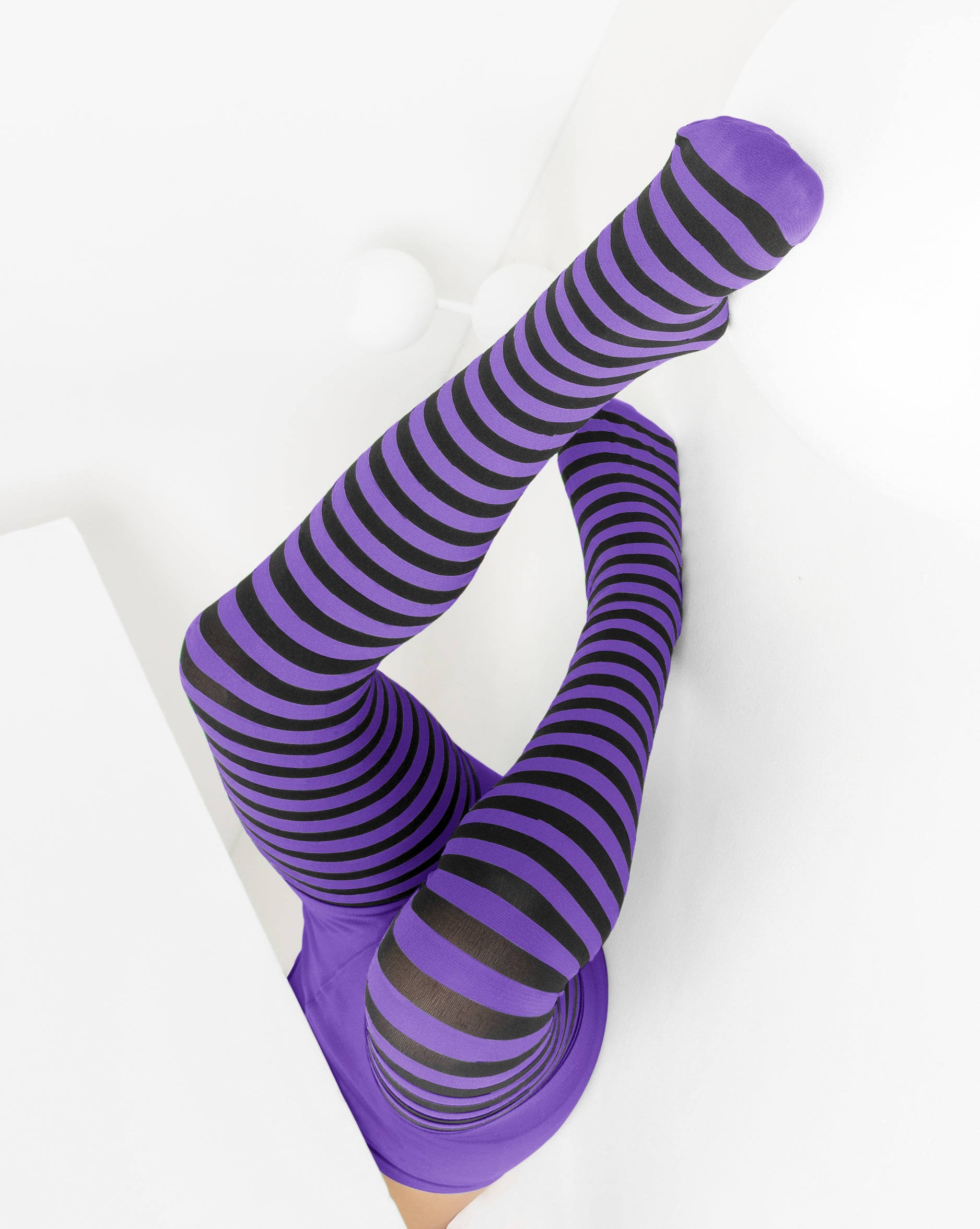 Kids Black Striped Tights 70 Denier