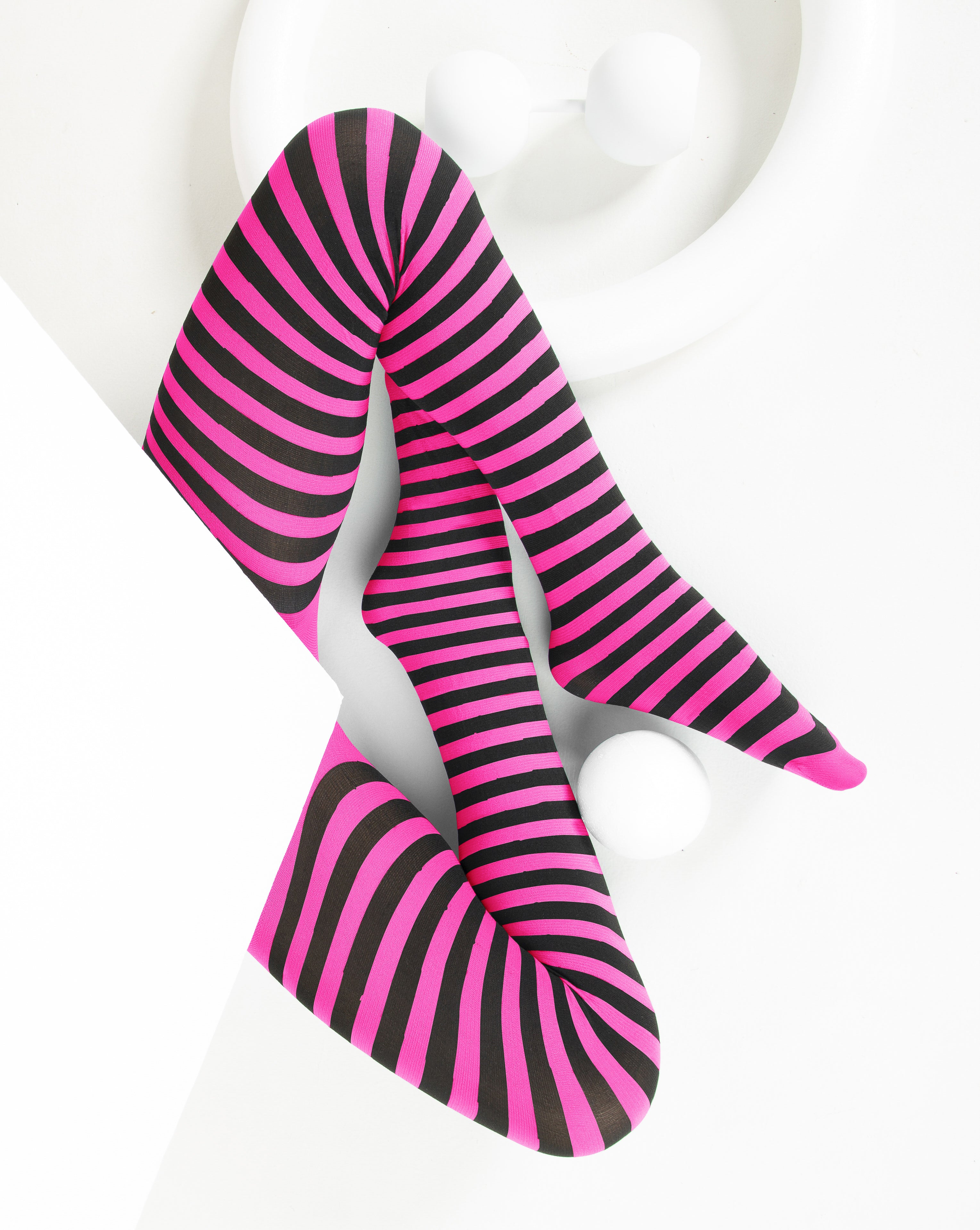 Kids Black Striped Tights 70 Denier