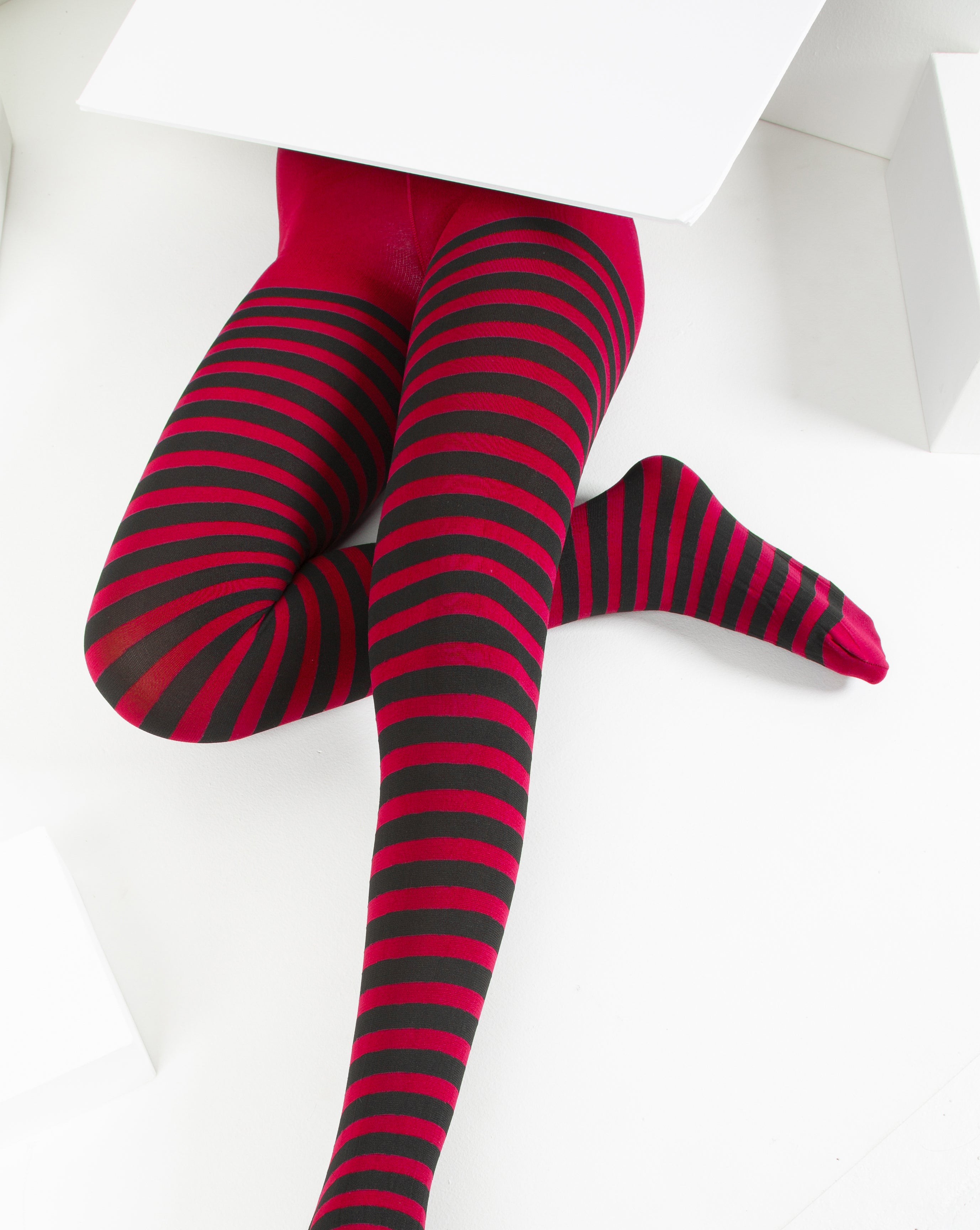 Kids Black Striped Tights 70 Denier