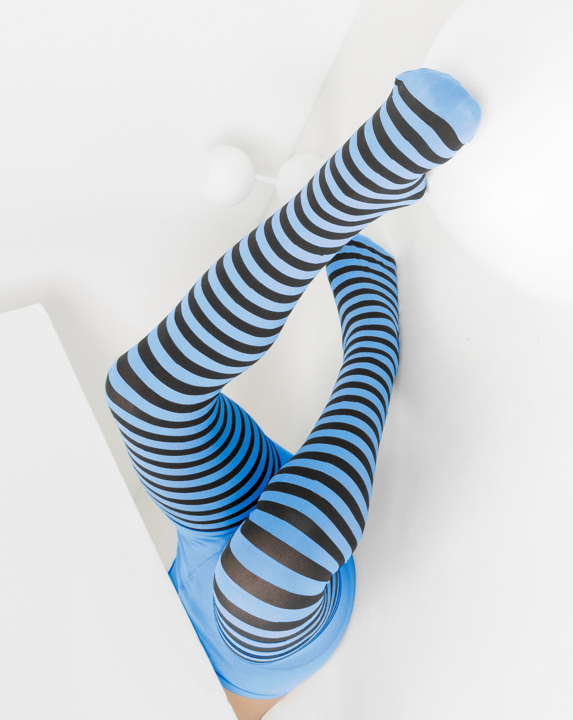 Kids Black Striped Tights 70 Denier