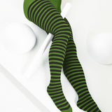 Black Striped Tights 70 Denier - Olive Green