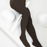 Black Striped Tights 70 Denier - Brown