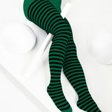 Black Striped Tights 70 Denier - Emerald