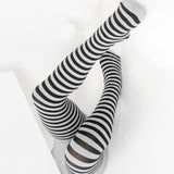 Black Striped Tights 70 Denier - Light Grey