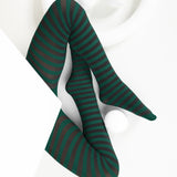 Kids Black Striped Tights 70 Denier - Hunter Green