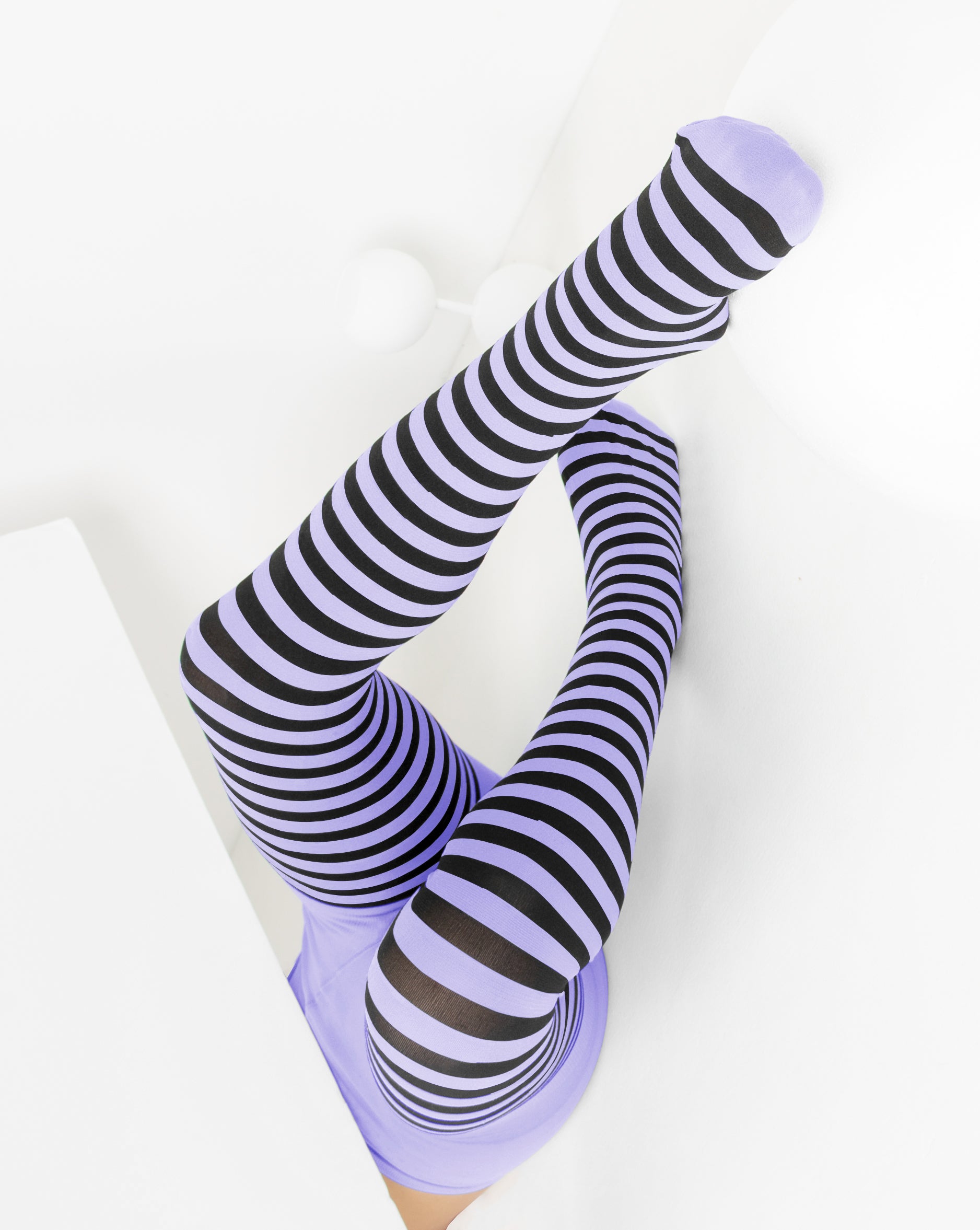 Kids Black Striped Tights 70 Denier