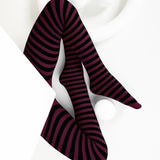 Kids Black Striped Tights 70 Denier - Maroon