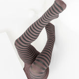 Kids Black Striped Tights 70 Denier