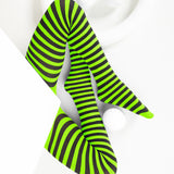 Kids Black Striped Tights 70 Denier - Neon Green