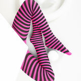 Kids Black Striped Tights 70 Denier - Neon Pink