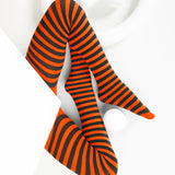 Kids Black Striped Tights 70 Denier - Orange