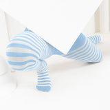 Kids White Striped Tights 70 Denier - Baby Blue