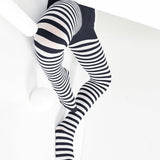 Kids White Striped Tights 70 Denier - Charcoal