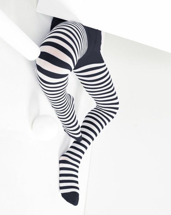 Kids White Striped Tights 70 Denier