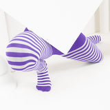 Kids White Striped Tights 70 Denier - Lavender