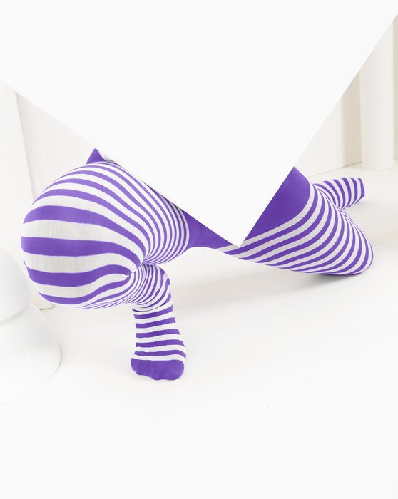 Kids White Striped Tights 70 Denier