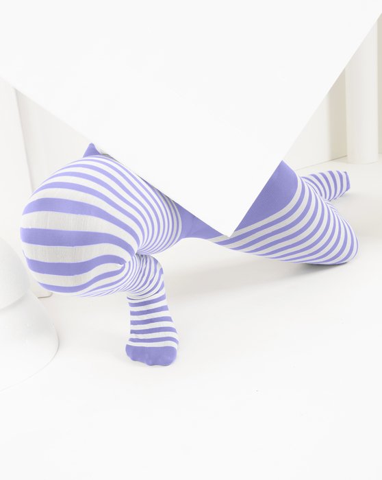 Kids White Striped Tights 70 Denier