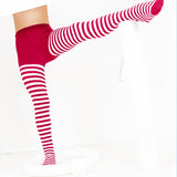 Kids White Striped Tights 70 Denier - Red