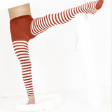 Kids White Striped Tights 70 Denier - Rust