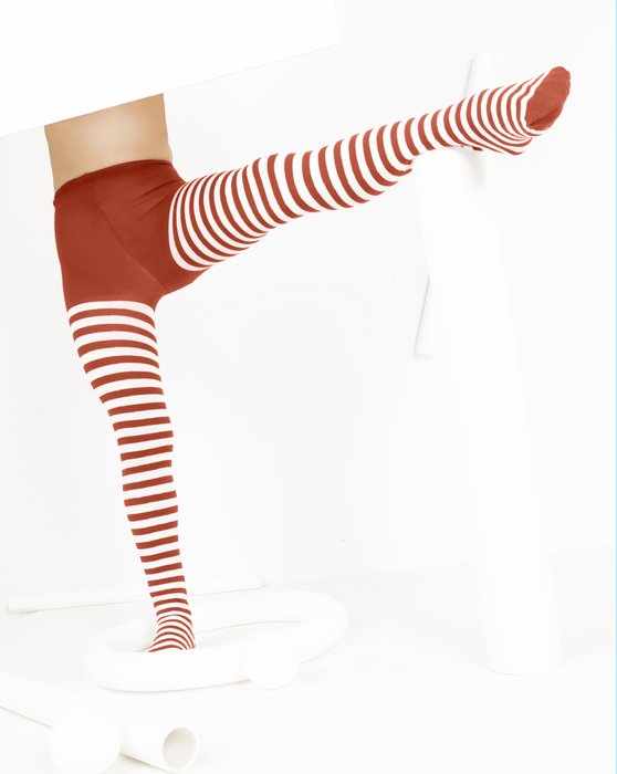 Kids White Striped Tights 70 Denier