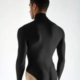 Long Sleeve Mock Neck Leotard - Black