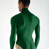 Long Sleeve Mock Neck Leotard - Emerald