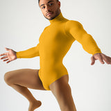 Long Sleeve Mock Neck Leotard - Gold