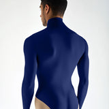 Long Sleeve Mock Neck Leotard - Navy