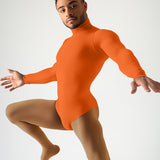 Long Sleeve Mock Neck Leotard - Orange