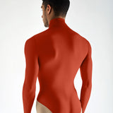 Long Sleeve Mock Neck Leotard - Rust