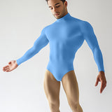 Long Sleeve Mock Neck Leotard - Sky Blue