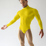 Long Sleeve Mock Neck Leotard - Yellow