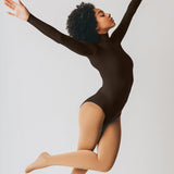 Long Sleeve Mock Neck Leotard - Brown