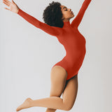 Long Sleeve Mock Neck Leotard - Rust