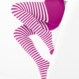 White Striped Tights 60 Denier - Fuchsia