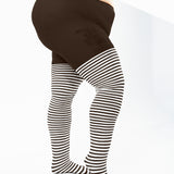 White Striped Tights 60 Denier - Brown