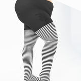 White Striped Tights 60 Denier - Charcoal