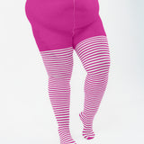 White Striped Tights 60 Denier